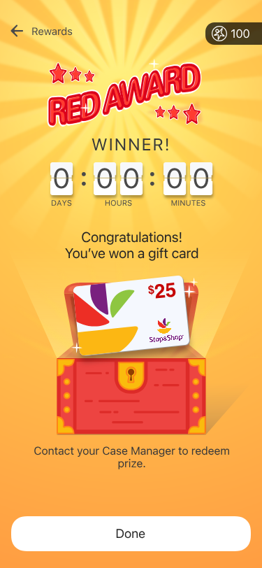 Red Award Winner Interface